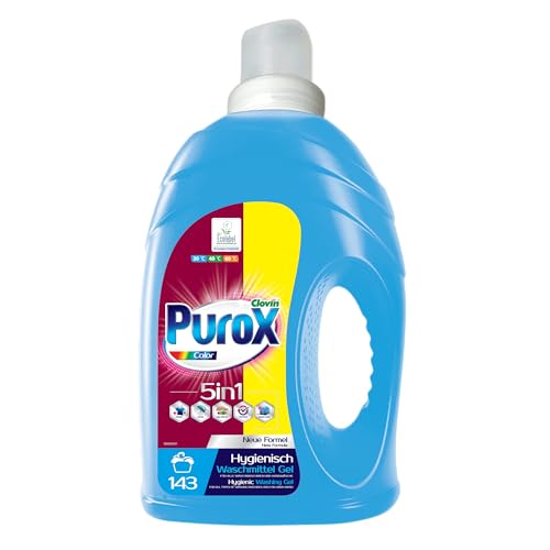 PUROX COLOR Konzentrat Gel (143 Waschladungen) – Waschmittel für farbige Textilien, entfernt Flecken, vollständig ausspülbar, umweltfreundlich, kalkschutz, 4,3 l