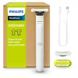 Philips OneBlade Intimate - Elektrischer Intimrasierer und Intimtrimmer für Männer und Frauen, mit extra Hautschutz, 2x SkinProtect Klingen, 1x 3-mm-Trimmaufsatz, QP1924/30