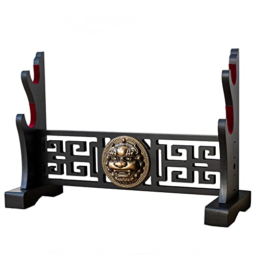 FOXSMZZ Schwerthalter Japanischer Samt gepolsterter Katana Stand Samurai Display Rack Support Alle Tanto Schwerter (Kylin-2)