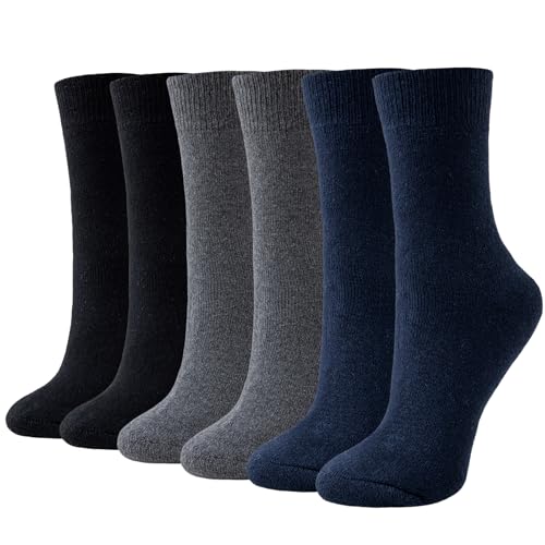 Niorasen Thermosocken Damen, Wollsocken, Warme Wintersocken Damen, Dicke Stricksocken, Winter Socken Damen Gemütlich und Atmungsaktiv 6 Paar 39-42 35-38