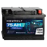 HeyVolt Autobatterie 12V 75Ah 720A/EN Starterbatterie, absolut wartungsfrei ersetzt 68Ah 70Ah 72Ah 74Ah
