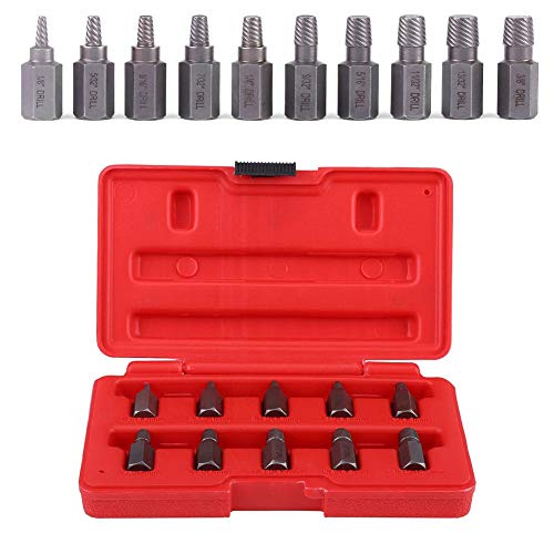 Risegun Schraubenausdreher Set, 10-teiliger 3.2-10.3mm Schraubenentferner, Damaged Screw Extractor Remover Set Schrauben Ausdrehwerkzeug für Beschädigte Schraube