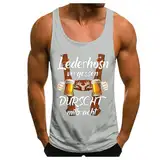 WKAYsIV Unterhemd Rundhals Kunstwerk und Biermotiv, Unisex, leichtes Sommeroberteil Tops Figurumspielend (Light Gray, S)