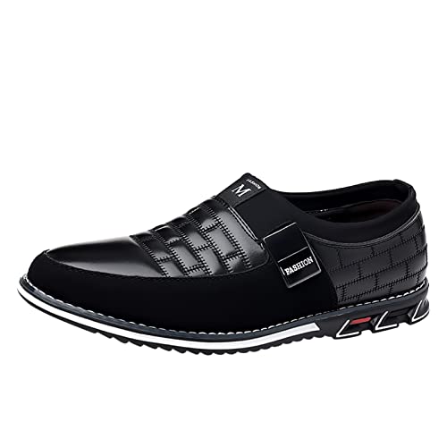 Generisch Schuhe für Herren,Breathable Flat Herrenschuhe Klassische Business-Lederschuhe Lackleder Business-Büroloafer Walkingschuhe Anzugschuhe