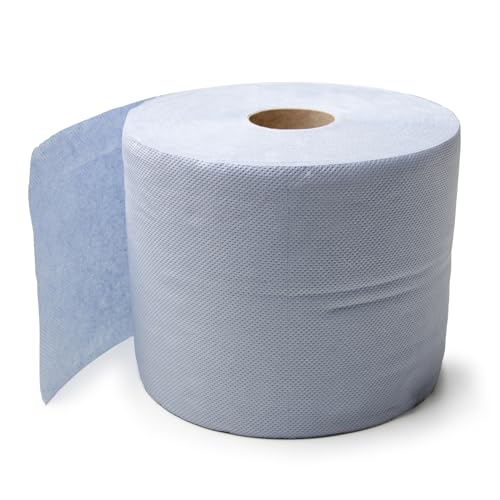 1x Alfa blaue saugstarke Papierrolle 500 Tücher (2-lagig) perforierte Papiertücher | Putztuchrolle für Industrie, Werkstatt, Baustelle und Haushalt