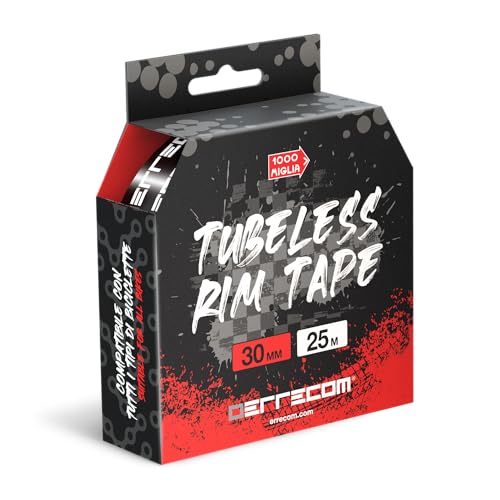 Errecom 1000 Miglia Tubeless Rim Tape 25 Meter x 30 mm, Dichtungsband für die Umwandlung von Fahrradfelgen mit Schlauchreifen in schlauchlose Reifen, extrem stark, enthält 10 Klebesiegel