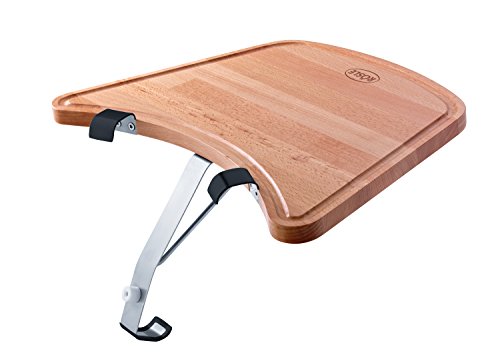 RÖSLE Ablagetisch Kugelgrill, Hochwertiger Buchenholztisch mit Saftrille zum Anhängen an den RÖSLE Kohlegrill No.1 F50 AIR/F60 AIR/G60, Braun