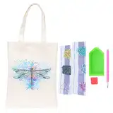 5D Diamond Painting Bag Kits Schmetterling Eule Shopping Libelle Aufbewahrungsbeutel mit Griff Speziell geformte Kristalledelsteine(#3)