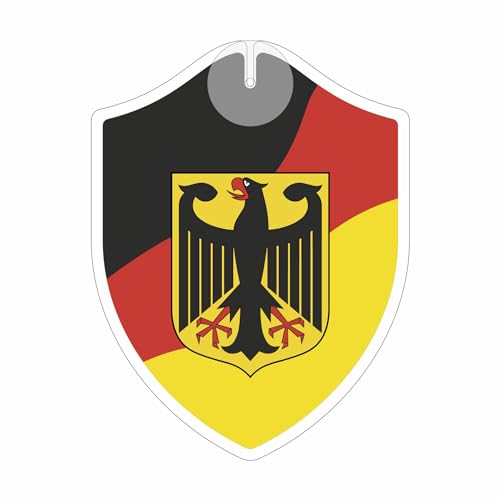 Flaggen EM 2024 - Deutschland mit Adler - Wimpel mit Saugnapf - Perfekt zum Aufhängen - Maße: 18,5 x 14,0 cm - Wappen - Fähnchen - Länder Flaggen