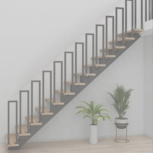 DELONGKE Treppengeländer Innen, U Förmiger Handlauf Geländer Treppe,Handlaufhalter, Stiegengeländer Nordic Modern Handlauf für Villen Balkone Flure Wohnungen (Vertikal-Schwarz, 65CM)