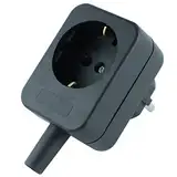 Xenterio Schutzkontakt-Zwischenstecker mit Kabelabzweig für zusätzlichen Verbraucher, 16A/230V~, Farbe schwarz
