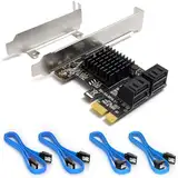 SATA Karte, 4 Ports mit 4 SATA-Kabeln, SATA-Controller-Erweiterungskarte mit Low-Profile-Halterung, Non-Raid, Booten als Systemfestplatte