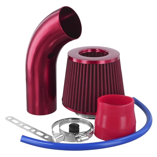 QWORK® Sportluftfilter, 76mm 3 Zoll Universal Luftkühlung Lufteinlassfilter Kit, Rot