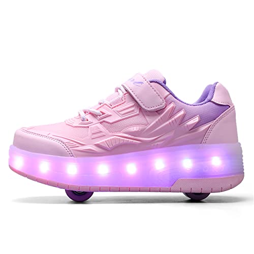 Junge Mädchen Schuhe Kinderschuhe mit Rollen LED Leuchtend Schuhe Outdoor Sportschuhe Blinkschuhe Skateboardschuhe Sneaker Geschenk zum Geburtstag, Party, Weihnachten