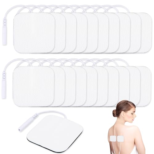 Jognee TENS EMS Elektroden Pads, Superweiches 5 x 5 cm großes TENS-EMS-Gerät, wiederverwendbar zur Linderung von Muskel,Rücken und Gelenkschmerzen (20 Stück)