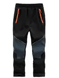 Zzkouine Kinder Softshellhose Schneehose Skihose Warme Hosen Jungen Mädchen Winterhose Outdoorhose Wanderhose, Schwarz/Grau 122-128