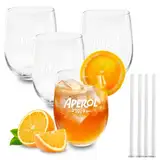 Maxito Aperol Spritz Gläser ∣ 4er Set inkl. Glasstrohhalme ∣ Modernes Design für Cocktail Gläser ∣ Ideal als Aperol Spritz Geschenkset ∣ Aperol Geschenk ∣ Trinkgläser Set