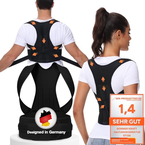 DONNER KRAFT Haltungskorrektur Herren Damen: Back Posture Corrector Haltung Korrektur Gurt für Herren und Damen - Verstellbare und Atmungsaktive Haltungstrainer + Ebook Leitfaden (M)