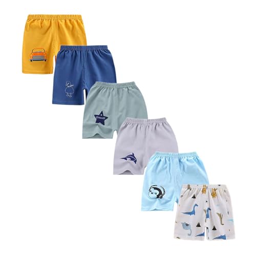 loyboon Baby Junge Baumwolle Shorts-Unisex Kleinkind Baby Sommer Kurze Hosen für Jungen Kinder Sommer Kleidung,6er-Set Multi-Packs 1-5 Jahre