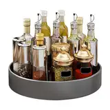 Lazy Susan Drehteller Organizer,30cm Drehbares Gewürzregal aus Kohlenstoffstahl Küchen Drehteller Schrank Organizer für Speisekammer Küche Arbeitsplatte Kühlschrank Tisch Aufbewahrung (Grau)