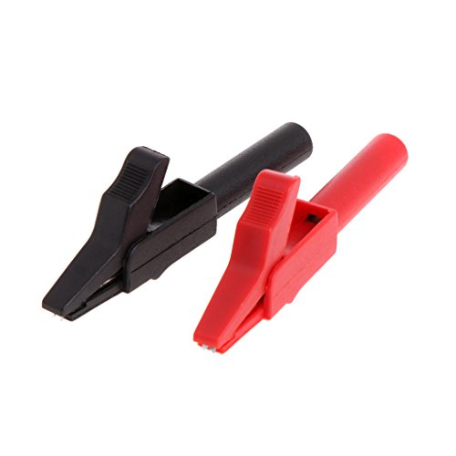 2 Stück beschichtete Clips für elektrische Körperprüfungen mit 4 mm Bananenbuchsenklemmen, Schwarz / Rot