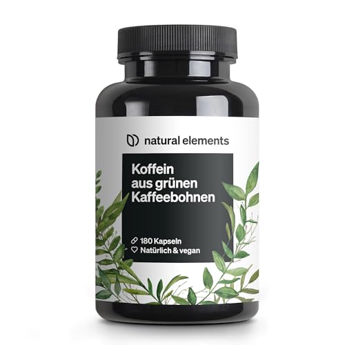 Koffein Kapseln – 200mg natürliches Koffein/Kapsel – 180 Kapseln – natürliche Alternative zu Koffein Tabletten – vegan, hochdosiert – in Deutschland produziert & laborgeprüft