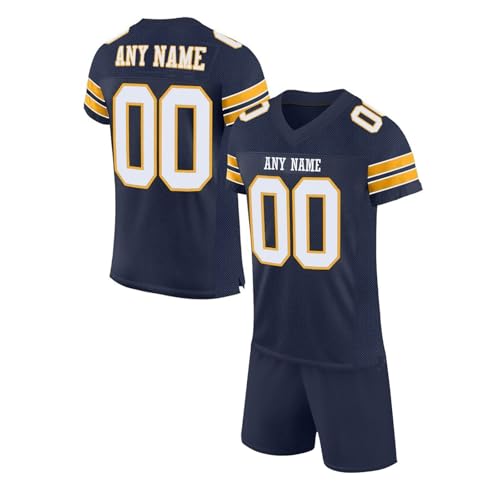 Personalisiert American Football Trikots Set mit mit Team Namen Number Logo Personalisierte Trikot T-Shirt und Shorts für Kinder Erwachsene Custom Football Jersey Sets Schnelltrocknend Atmungsaktiv