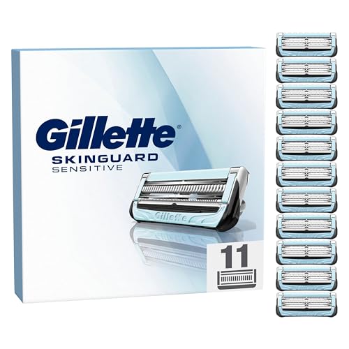 Gillette SkinGuard Sensitive Rasierklingen für Rasierer, 11 Ersatzklingen für Nassrasierer Herren, verbesserter Gleitstreifen, passend für Fusion-Griffe, Made in Germany