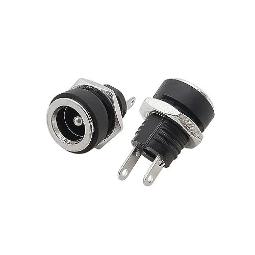 Einaus 10 stück dc buchsen 5.5 x 2.1mm Steckverbinder DC Netzteil Buchse Panel Mount Connector 5.5 * 2.1mm Power Jack DC Sockel Stecker 2-Bein Polig Klemmen Stecker Adapter