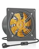 HG Power 250mm Abluftventilator 1680m³/h Badlüfter Leiser mit Rücklaufklappe Leistungsstarke Wandventilator mit EU-Stecker für Küche Badezimmer Garage Untergeschoss, Grau