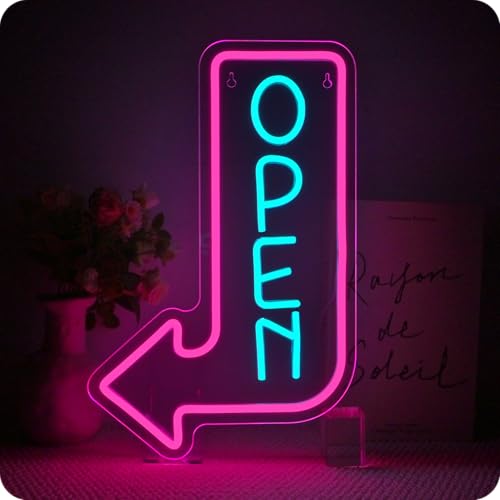 Noxet Open Arrow Neon Schild Led Open Leuchtreklamen Open Neon Nachtlichter Open Neonschild Neon Licht Led Neonlicht Open Leuchtreklamen FüR Business Light Up Sign Für Bar,Salon,Store,Cafe,Club,