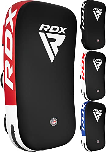 RDX Schlagpolster zum Kampfsport, Curved Trittschlagpolster Kickboxen, Muay Thai Training, Maya Hide Leder Boxen Schlagkissen, MMA Thai Pads Trainerpratzen Boxpratzen Boxpads (Nur ein Pad)