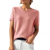 Generisch Damen T-Shirt Kurzarm V/O Ausschnitt Oberteil Sommer Basic Shirt Sommer Basic Tops Bedrucktes T-Shirt Shirts Damen Damen Top Lang Weit Tops FüR Junge Damen Elegant