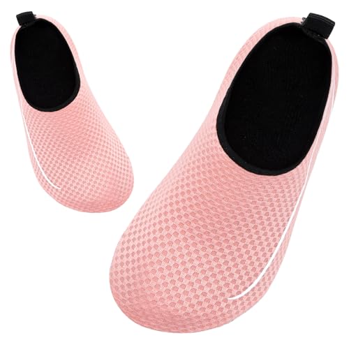 Badeschuhe Kinder Schwimmschuhe Wasserschuhe Schnell Trocknend Strandschuhe Aquaschuhe für Mädchen Baby Beach Pool(Linie Rosa 20/21 EU)