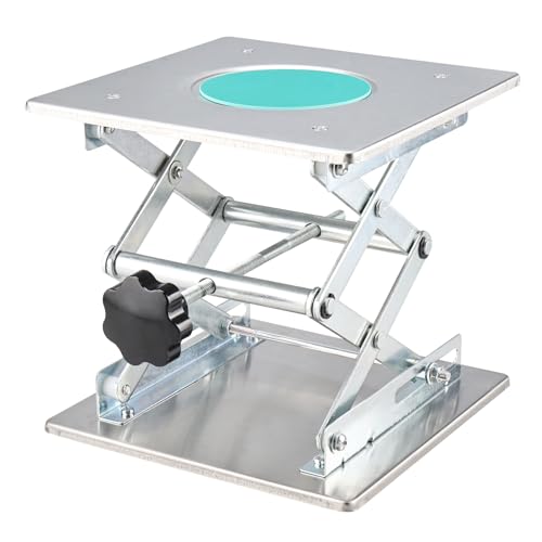 BOOMSTART Hubtisch Labor Hebebühne Edelstahl Labor Hebeplattform 200x200mm Ständer Rack Scissor Laborscherenwagenheber manuelle Steuerung für Labor Laborhebebühne Lab Jack