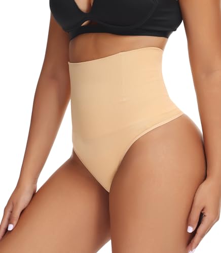 Reamphy Shapewear Damen Bauchweg Unterhose, Miederhose Tanga Unterwäsche String Miederslip Figurformende Hoher Taille Shaping Unterbauch Kontrolle Body Shaper für Frauen