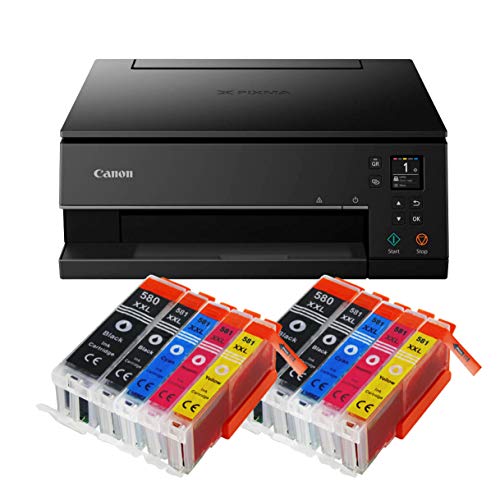 IC-Office TS6350a Farbtintenstrahl-Multifunktionsgerät All-in-One 3-in-1 (Drucker, Scanner, Kopierer, USB, WLAN, Apple AirPrint) Schwarz + 10 XXL Tintenpatronen