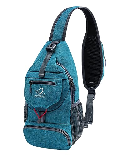 WATERFLY Brusttasche Sling Bag Klein: Faltbarer Herr Crossbody Bodybag Crossbag Slingbag Crossover Single Chest Rucksack Schultertasche Schulterrucksack Cross Body Herren Damen Reisen Wandern