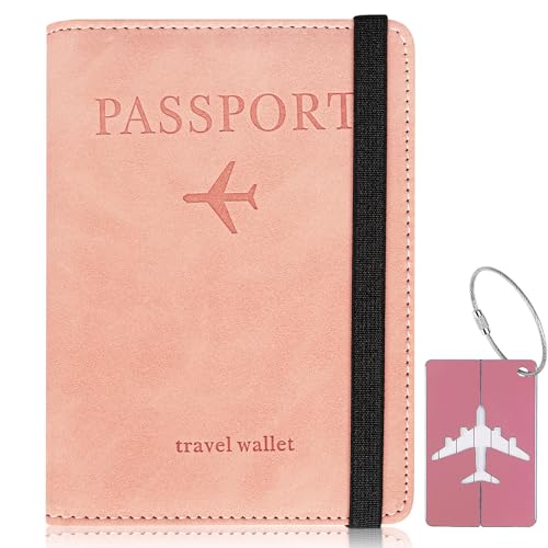 XIUWOUG Reisepasshülle,Passport Cover,Kunstleder Impfpass Hülle mit RFID-Blocker für Damen Herren Reisepass Kreditkarten, Ausweis und Reisedokumente, 10,5×14,5cm