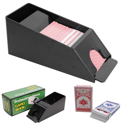 Ulsam Blackjack Shoe Collection Spielkartenspender, 4 Deck-Größe, Casino-Grade-Kartenhändler, Kartenschuh für Pokerdeck-Spiele, Zubehör, einfach zu bedienen (schwarz)