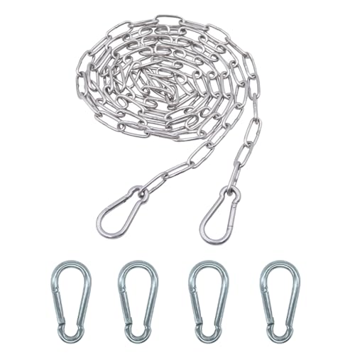 Editbar Edelstahl Kette Mit Karabiner Stahlkette,3m φ3mm Rundstahlkette,Kettenglieder Edelstahl Ketten,Metall Ketten Zum Aufhängen,Geeignet Für Hundeleinen,Hängesessel Und Schaukeln