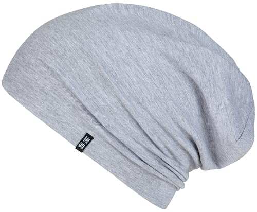 Enter the Complex® Leichte Beanie Mütze, Herren und Damen, Übergangsmütze, Sommer Beanie, Dünne Kopfbedeckung, Baumwolle (Jersey), L/XL, Hell Grau Meliert