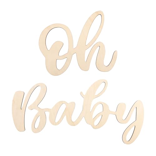 Oh Baby Schild für Hintergrund, Holz Oh Baby Buchstaben Süß Baby Shower Schild Foto Requisiten für Gender Reveal Party Babyparty Dekorationen für Jungen und Mädchen (Hellgelb)