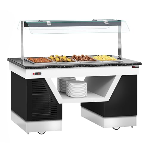 GGM Gastro Buffettheke warm Belfast - 1600mm - mit Bainmarie & Rollen - für 4X GN 1/1 - BMIN189ND