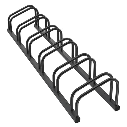 Aufun Fahrradständer Aufstellständer aus Stahl Für 6 Fahrräder, Mehrfachständer mit 37cm Radständer für 30-65mm Reifenbreite, Boden Wand Montage Platzsparend (Schwarz)