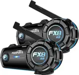 Fodsports FX8 AIR Motorrad Headset, Bluetooth Motorradhelm Headset für 6 Motorräder mit Reichweite von 1500m, Intercom Motorrad mit Musik Teilen, FM-Radio & 3 Soundeffekte, 2 Paket