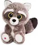 NICI Glubschis: Das Original – Waschbär Clooney 25 cm – Kuscheltier Augen – Flauschiges Plüschtier mit großen Glitzeraugen – Schmusetier für Kuscheltierliebhaber – 45569