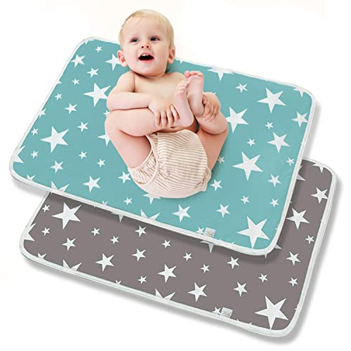 2 Stück Baby Wickelunterlage, Waschbar Säugling Wickelunterlage für Babys und Kleinkinder, Wasserdicht Atmungsaktiv Wiederverwendbare Wickelauflagen Changing Mat für Haustiere Female Elderly,50x70cm