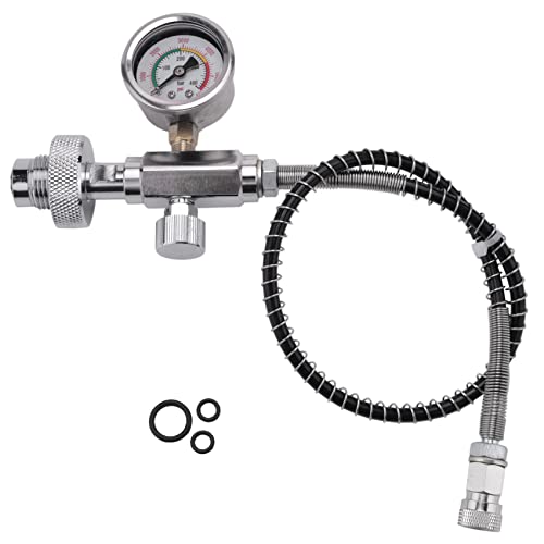 Exogio Ventil Scuba Adapter mit Messgerät, Adapter für PCP Luft Füll Station für Tauch Zylinder mit G5 / 8 Din Adapter und 50 Cm
