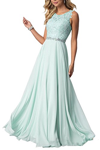 Beyonddress Damen Chiffon Spitze Abendkleider Elegant Brautkleid Festkleid Ballkleider(Minze,34)